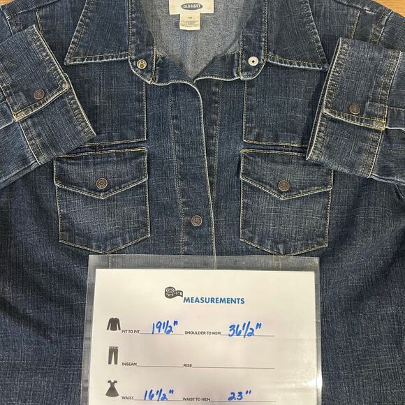 Vintage OLD NAVY Sz 12 Y2K Jean Dress Snap Front Brest Pockets Spandex Denim - Picture 8 of 8